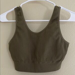Aerie Olive Ribbed Women's Sports Bra